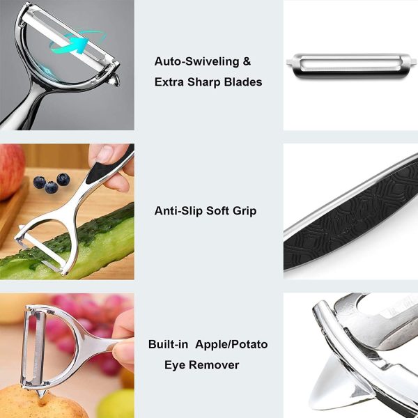 Leaflai Y Shape Peeler Stainless Steel Ergonomic Kitchen-2