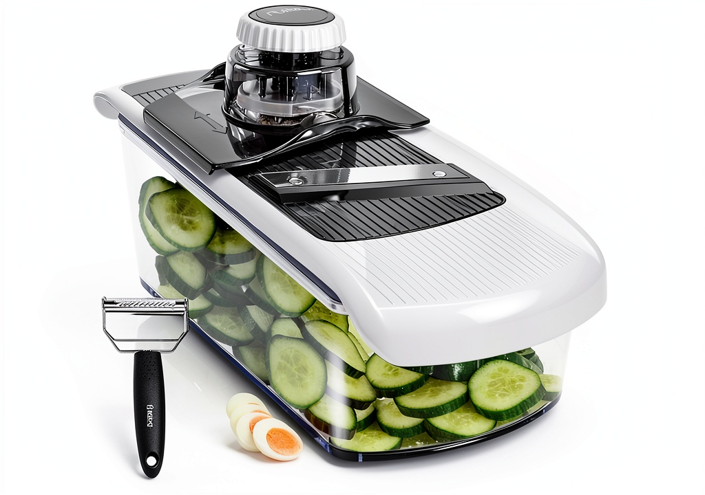Fullstar Mandoline Slicer in use on a kitchen counter