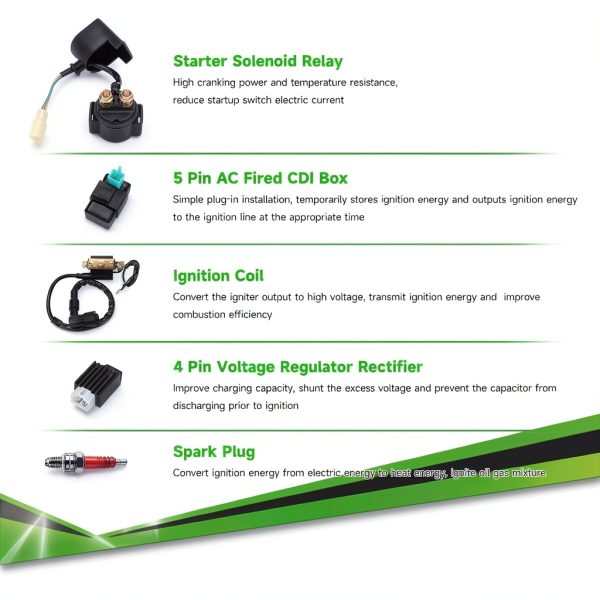 PZ20 Carburetor Ignition Coil Starter Motor Relay Voltage Regulator CDI Box Kit Compatible with Tao tao Coolster 125cc 110cc Kazuma Baja 50cc Chinese ATV Quad 4 Wheeler Go Kart Dirt Bike Parts-5
