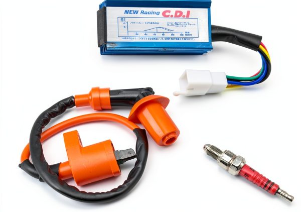 Racing Ignition Coil 5 Pins AC CDI Box for GY6 4-Stroke 50cc 70cc 90cc 110cc 125cc 150cc Scooter ATV Go Kart Moped Quad Pit Dirt Bike With 3 Electrode Spark Plug-1