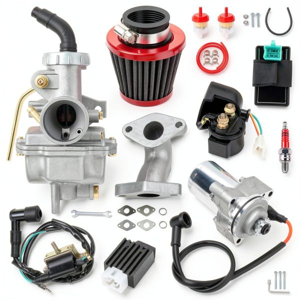 PZ20 Carburetor Ignition Coil Starter Motor Relay Voltage Regulator CDI Box Kit Compatible with Tao tao Coolster 125cc 110cc Kazuma Baja 50cc Chinese ATV Quad 4 Wheeler Go Kart Dirt Bike Parts-0
