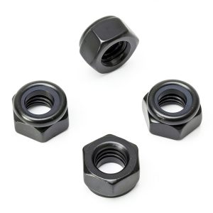 M10 Hex Lock Nuts with Nylon Insert QXSKSLH Carbon Steel Black 10pcs-0