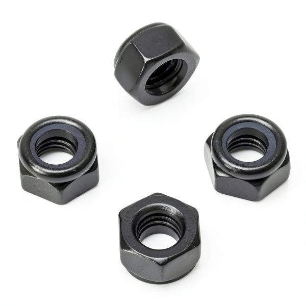 M10 Hex Lock Nuts with Nylon Insert QXSKSLH Carbon Steel Black 10pcs-0