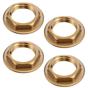 4 Pack 1/2 Inch NPT Female Locks Nut Pipe Fitting Lock Nut with Flange Brass Lock Nuts Gasket Hex Brass Female Locknut for Water Gas Oil-0