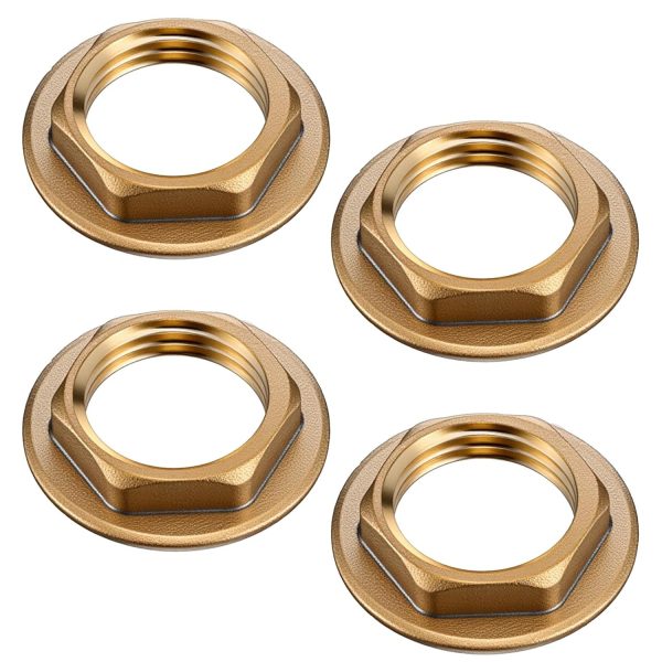4 Pack 1/2 Inch NPT Female Locks Nut Pipe Fitting Lock Nut with Flange Brass Lock Nuts Gasket Hex Brass Female Locknut for Water Gas Oil-0