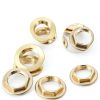 4 Pack 1/2 Inch NPT Female Locks Nut Pipe Fitting Lock Nut with Flange Brass Lock Nuts Gasket Hex Brass Female Locknut for Water Gas Oil-2