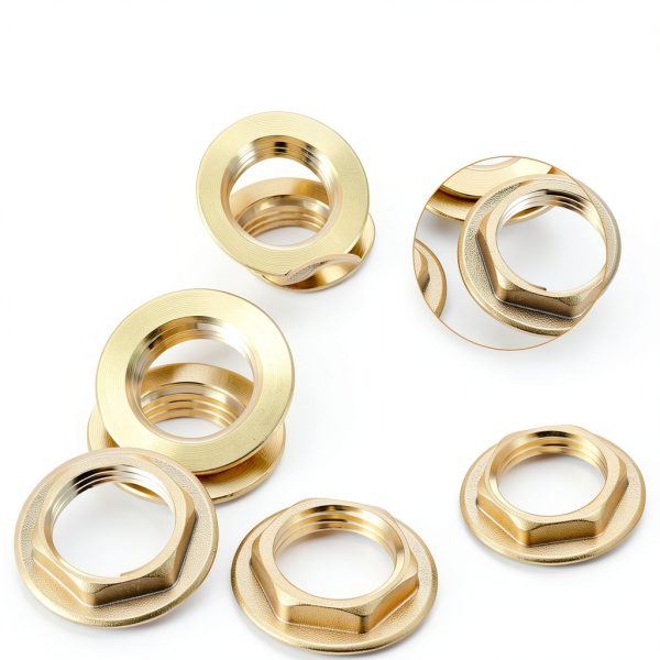 4 Pack 1/2 Inch NPT Female Locks Nut Pipe Fitting Lock Nut with Flange Brass Lock Nuts Gasket Hex Brass Female Locknut for Water Gas Oil-2