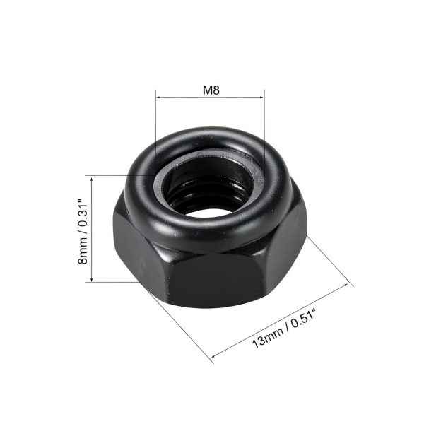 uxcell M8 Hex Lock Nuts with Nylon Insert Carbon Steel Black 20pcs-1