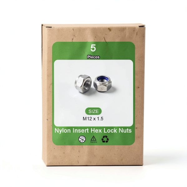 uxcell 5Pcs M12 x 1.5 Nylon Insert Hex Lock Nuts, 304 Stainless Steel Self-Locking Nylon Insert Stop Nut for Industrial Construction Fasteners, Silver&Blue-6