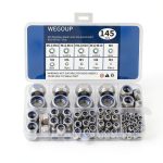 145 PCS Nylon Insert Lock Nuts Assortment Kit, Metric M3-M12, 304 (A2-70) Stainless Steel Lock Nuts, Hex Nut Set for Industrial and Home Use-0