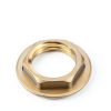 4 Pack 1/2 Inch NPT Female Locks Nut Pipe Fitting Lock Nut with Flange Brass Lock Nuts Gasket Hex Brass Female Locknut for Water Gas Oil-1