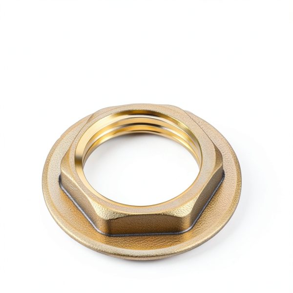 4 Pack 1/2 Inch NPT Female Locks Nut Pipe Fitting Lock Nut with Flange Brass Lock Nuts Gasket Hex Brass Female Locknut for Water Gas Oil-1