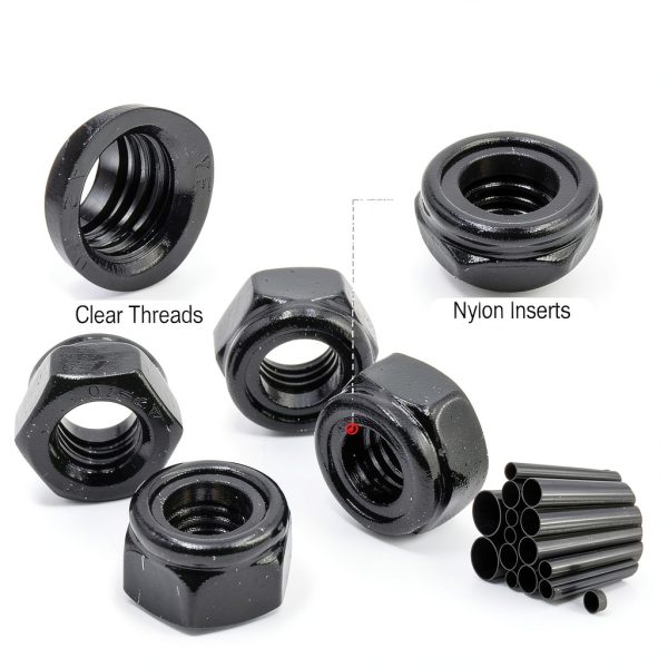 ZQZ 180 Pack Black Locknuts Assortment Kit, M3 M4 M5 M6 M8 M10 M12 Metric Black Nylon Insert Lock Nuts Set, 304 Stainless Steel Standard Threaded Nylock Nuts-2